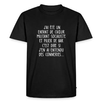 j ai été un enfant de chœur / humour connerie - T-shirt Premium bio Homme - noir - Devant - Nico (187cm)