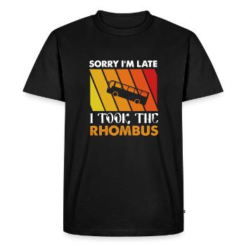 Désolé d’être en retard, j’ai pris le losange - T-shirt Premium bio Homme - noir - Devant - Nico (187cm)