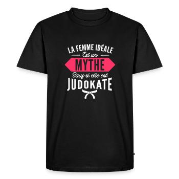 la femme idéale est judokate / humour femme judo - T-shirt Premium bio Homme - noir - Devant - Nico (187cm)