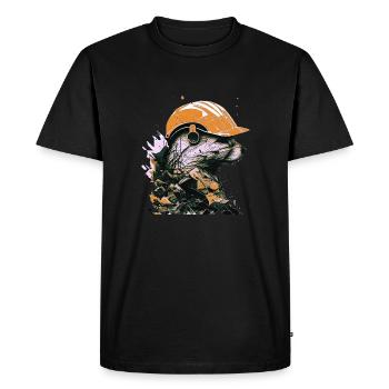 Une martre en tant qu’ouvrier de la construction avec un casque de chantier jaune - T-shirt Premium bio Homme - noir - Devant - Nico (187cm)