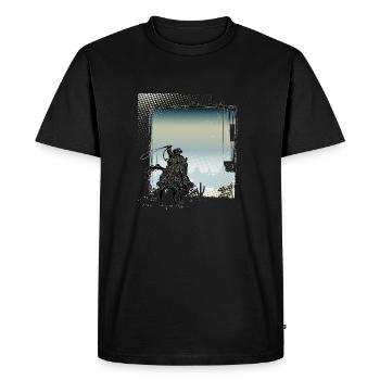 Cowboy Funny Cowboy Hat Wild Western Country - Men's Premium Organic T-Shirt - black - Front - Nico (187cm)