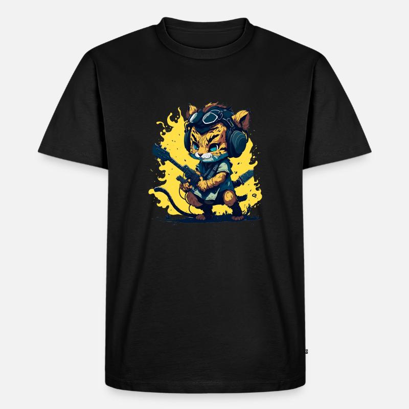 Tiger Gitarre - Männer Premium Bio T-Shirt - Schwarz