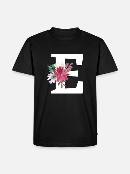 Floral Letter - Men's Premium Organic T-Shirt - black
