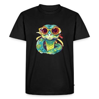 Sna the spectacled snake - Men's Premium Organic T-Shirt - black - Front - Nico (187cm)