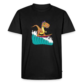 Dino Surf Cool #2 - Men's Premium Organic T-Shirt - black - Front - Nico (187cm)