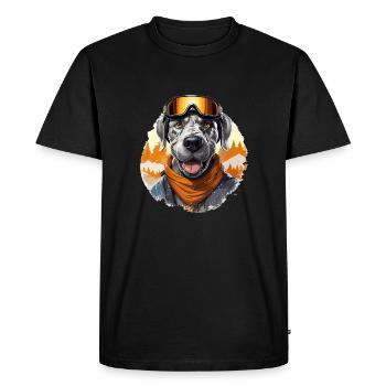 Tee de ski Dogue allemand : définir l’adveture hivernale - T-shirt Premium bio Homme - noir - Devant - Nico (187cm)