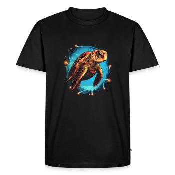 Tortue de mer lumières de Noël, tortues d’amour - T-shirt Premium bio Homme - noir - Devant - Nico (187cm)