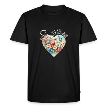 Spring Vibes - Floral Heart Design - Men's Premium Organic T-Shirt - black - Front - Nico (187cm)