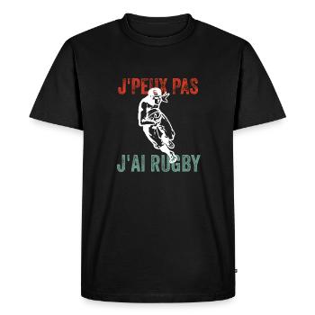 J'peux pas j'ai rugby - T-shirt Premium bio Homme - noir - Devant - Nico (187cm)