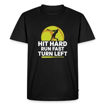 Frapper dur, courir, tourner, tourner, gauche, baseball softball - T-shirt Premium bio Homme - noir - Devant - Nico (187cm)