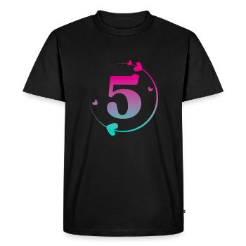 5th Birthday Colorful Heart Circle - Men's Premium Organic T-Shirt - black - Front - Nico (187cm)