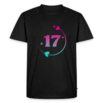 17e anniversaire cercle cœur coloré - T-shirt Premium bio Homme - noir - Devant - Nico (187cm)