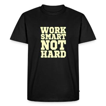 Positive quote MOTIVATION WORK SMART NOT HARD - Men's Premium Organic T-Shirt - black - Front - Nico (187cm)