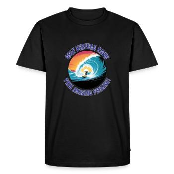 Only Surfers Knows this Amazing Feeling - Men's Premium Organic T-Shirt - black - Front - Nico (187cm)