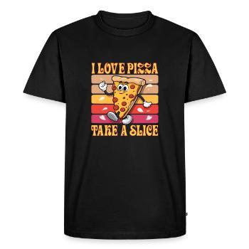 J’adore la pizza Prenez une part - T-shirt Premium bio Homme - noir - Devant - Nico (187cm)