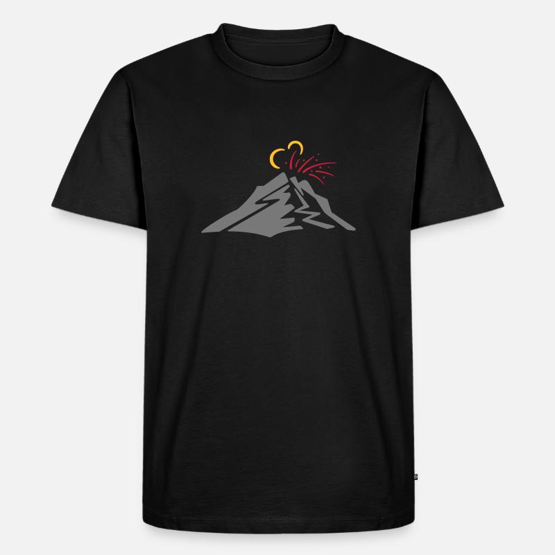 Volcano - vector line drawing, gift - Men's Premium Organic T-Shirt - black