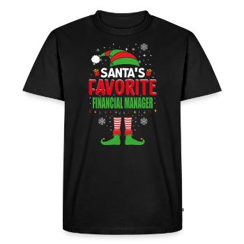 Santa's Favorite Financial Manager Elf Christmas - Men's Premium Organic T-Shirt - black - Front - Nico (187cm)