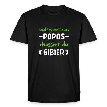 Seul les meilleurs papas chassent du gibier - T-shirt Premium bio Homme - noir - Devant - Nico (187cm)