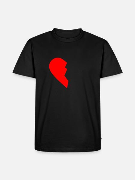 HALB HEART LINKS - Männer Premium Bio T-Shirt - Schwarz