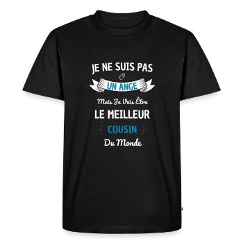 Meilleur futur cousin du monde ! futur cousin - T-shirt Premium bio Homme - noir - Devant - Nico (187cm)