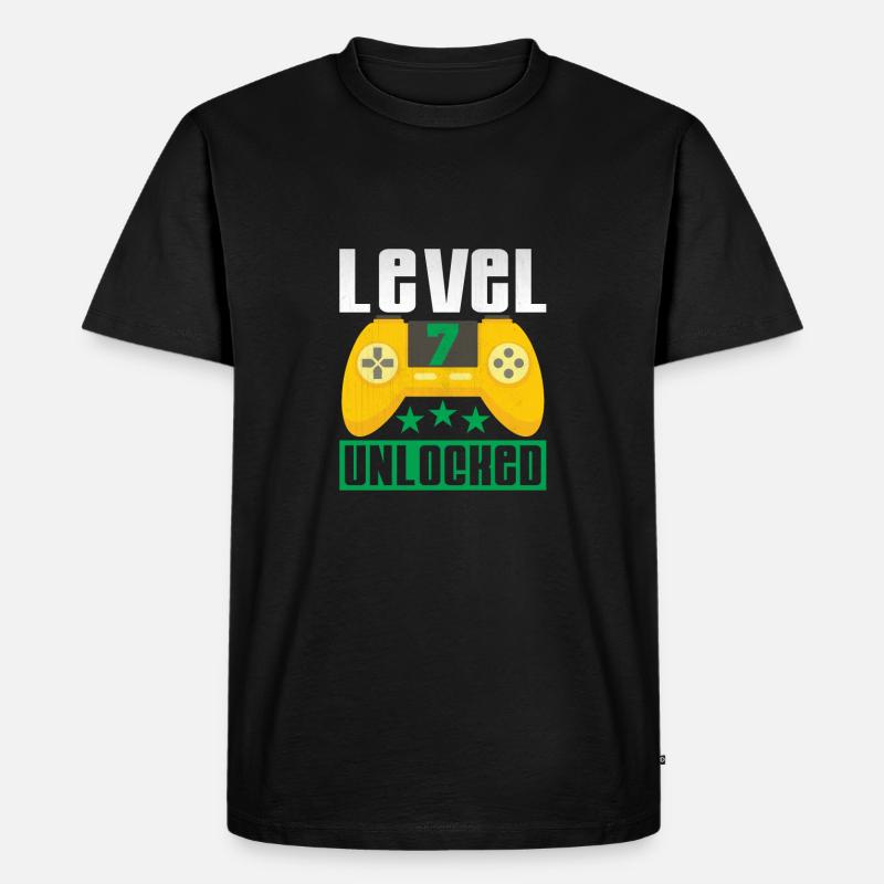 Level 7 erreicht - Männer Premium Bio T-Shirt - Schwarz