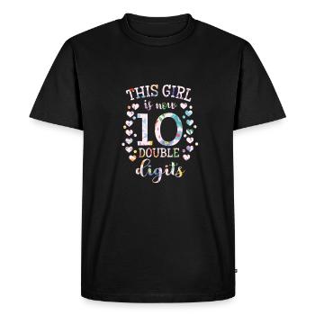 This girl is 10 Double Digits anniversaire cadeau - T-shirt Premium bio Homme - noir - Devant - Nico (187cm)