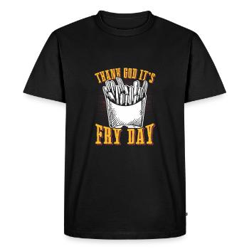 Frites frites Fastood - T-shirt Premium bio Homme - noir - Devant - Nico (187cm)