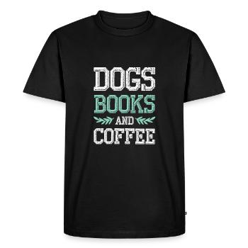 dogs coffee books - Men's Premium Organic T-Shirt - black - Front - Nico (187cm)