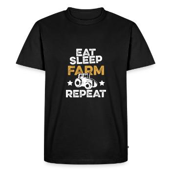 eat sleep farm repeat - T-shirt Premium bio Homme - noir - Devant - Nico (187cm)
