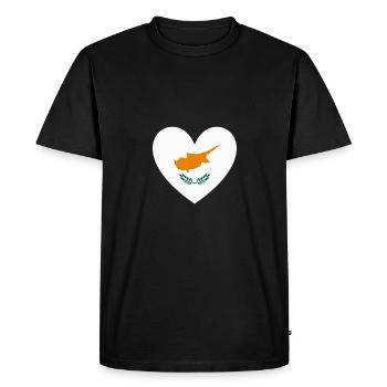 Cyprus Flag Heart - Men's Premium Organic T-Shirt - black - Front - Nico (187cm)