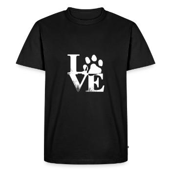Amour Chien Patte Chien Drôle - T-shirt Premium bio Homme - noir - Devant - Nico (187cm)
