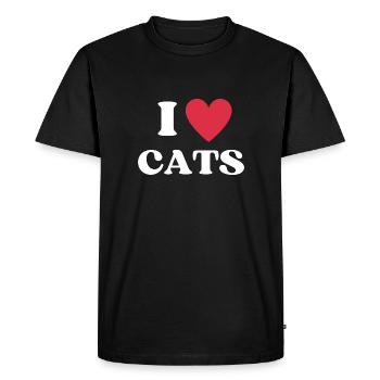 J’aime les chats I Heart Cats - T-shirt Premium bio Homme - noir - Devant - Nico (187cm)