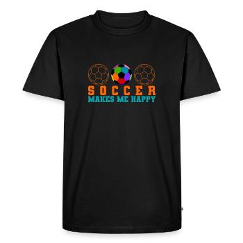 Soccer makes me happy - Men's Premium Organic T-Shirt - black - Front - Nico (187cm)