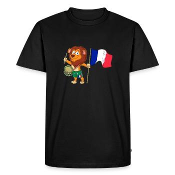 Lion with the French flag - Men's Premium Organic T-Shirt - black - Front - Nico (187cm)