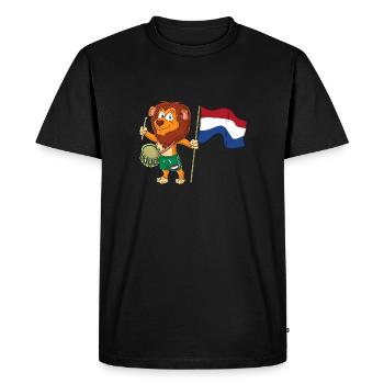 Lion with the Netherlands flag - Men's Premium Organic T-Shirt - black - Front - Nico (187cm)