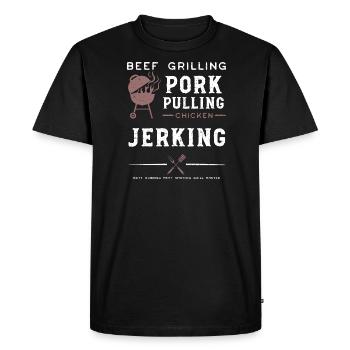Beef Grilling Pork Pulling Chick... - Men's Premium Organic T-Shirt - black - Front - Nico (187cm)