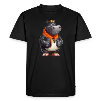 HIP HOP "HIPPO" - Männer Premium Bio T-Shirt - Schwarz - Vorne - Nico (187cm)