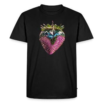 fraise métallique, paillettes, rose, fraise - T-shirt Premium bio Homme - noir - Devant - Nico (187cm)