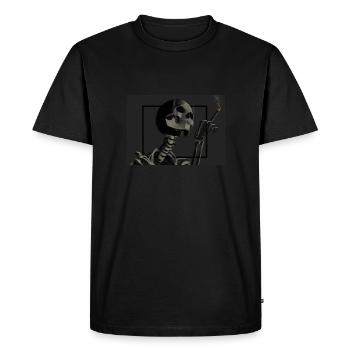 Skeleton fume des cigarettes - T-shirt Premium bio Homme - noir - Devant - Nico (187cm)