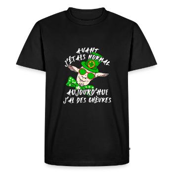 Avant j'étais normal, aujourd'hui j'ai des chèvres - T-shirt Premium bio Homme - noir - Devant - Nico (187cm)
