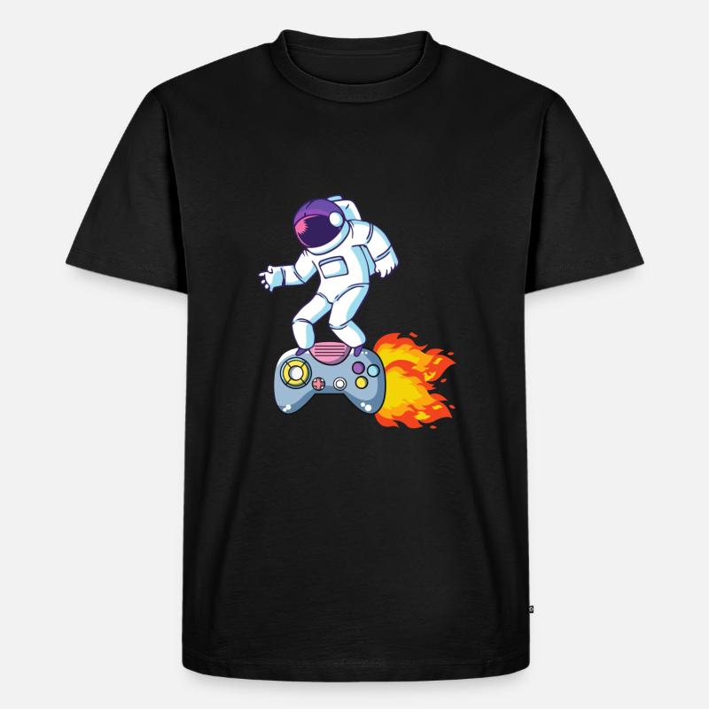 Astronaut Gaming Shirt Controller Raketenantrieb - Männer Premium Bio T-Shirt - Schwarz