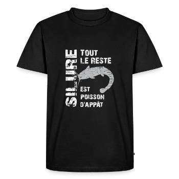 Pêche au silure Tout le reste est poisson d'appât - T-shirt Premium bio Homme - noir - Devant - Nico (187cm)