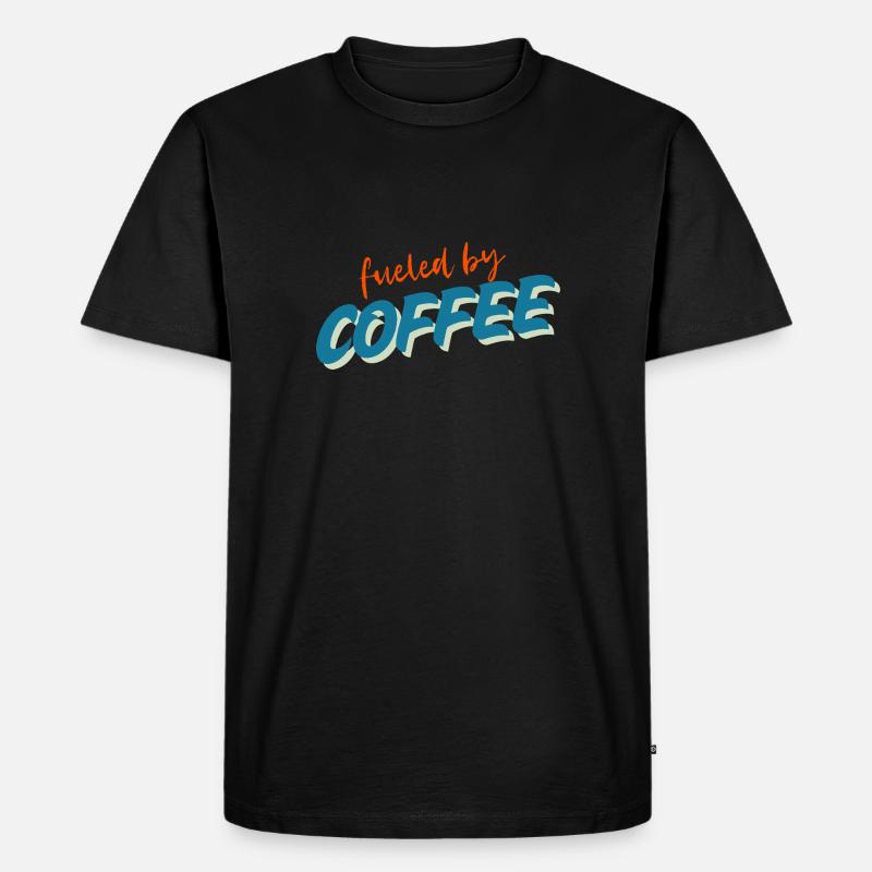 Mit Kaffee befeuert - Männer Premium Bio T-Shirt - Schwarz