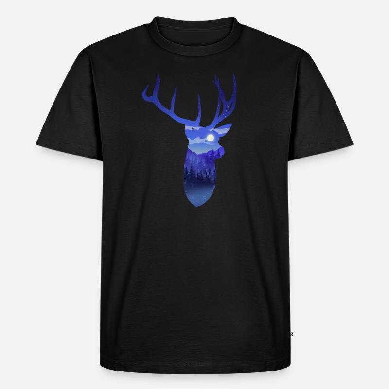 Hirsch Nachthimmel - Männer Premium Bio T-Shirt - Schwarz