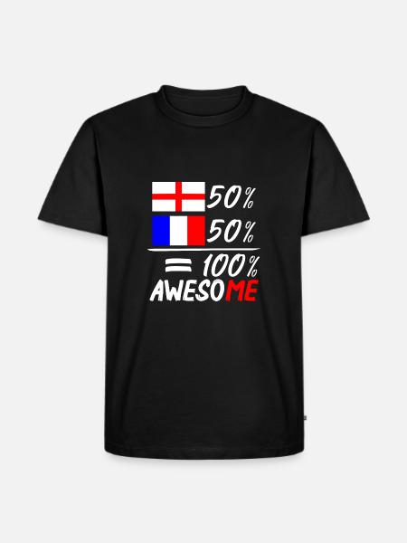 50% England 50% Frankreich - Männer Premium Bio T-Shirt - Schwarz