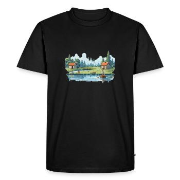 Angler Nature 8Bit Style - T-shirt Premium bio Homme - noir - Devant - Nico (187cm)