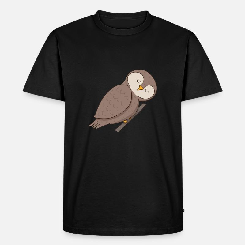 Eule Uhu - Männer Premium Bio T-Shirt - Schwarz