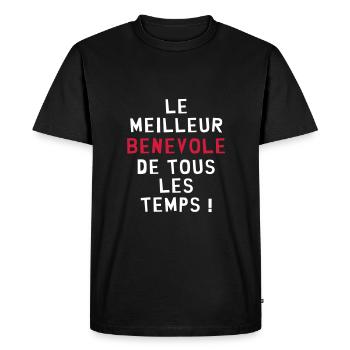 Bénévolat / Bénévole / Solidaire / Humanitaire - T-shirt Premium bio Homme - noir - Devant - Nico (187cm)