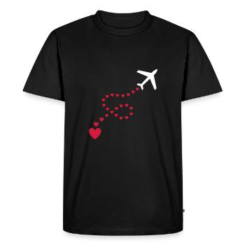 ★ couleurs de conception modifiables ★ avion (trace, coeurs) - T-shirt Premium bio Homme - noir - Devant - Nico (187cm)