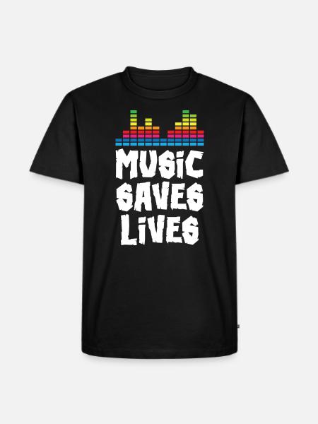 Music Saves Lives - Men's Premium Organic T-Shirt - black